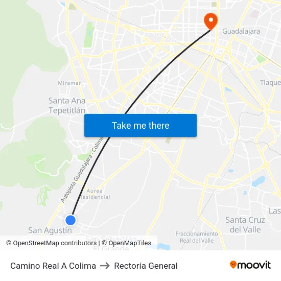 Camino Real A Colima to Rectoría General map
