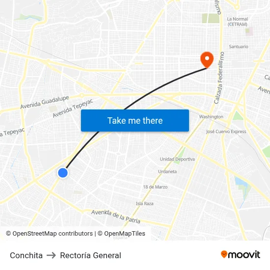 Conchita to Rectoría General map