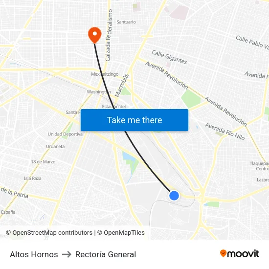 Altos Hornos to Rectoría General map