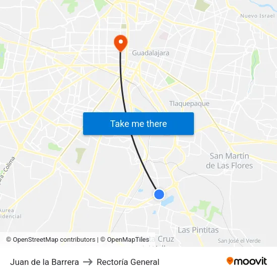 Juan de la Barrera to Rectoría General map