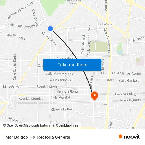 Mar Báltico to Rectoría General map