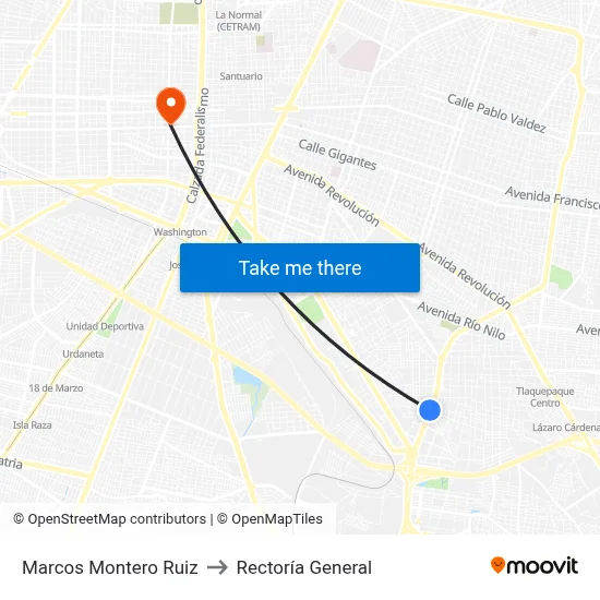 Marcos Montero Ruiz to Rectoría General map
