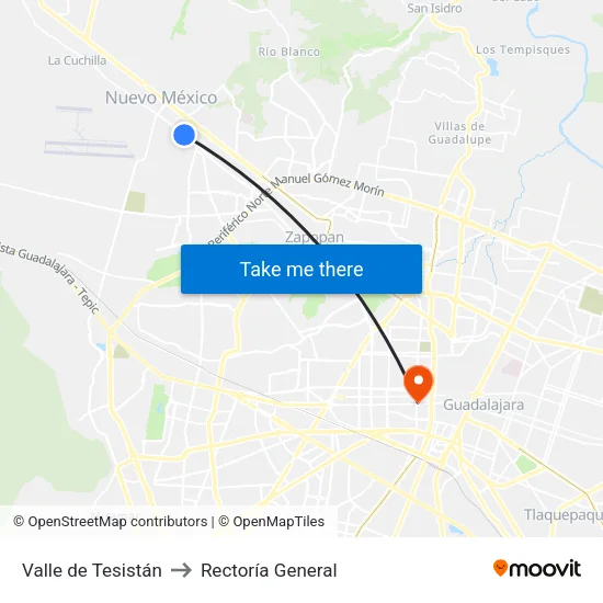 Valle de Tesistán to Rectoría General map