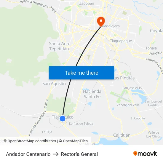 Andador Centenario to Rectoría General map
