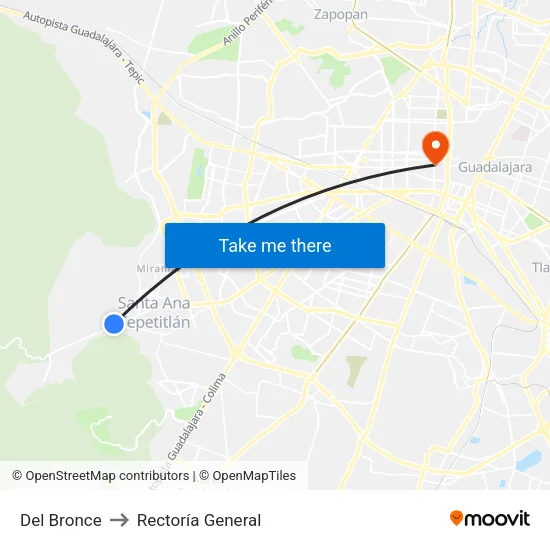 Del Bronce to Rectoría General map