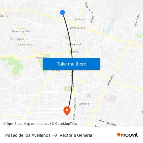 Paseo de los Avellanos to Rectoría General map