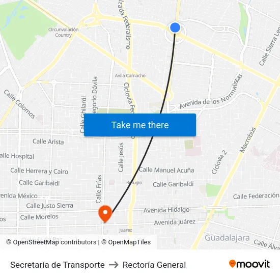 Secretaría de Transporte to Rectoría General map