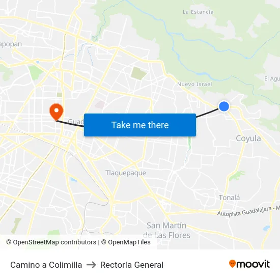 Camino a Colimilla to Rectoría General map