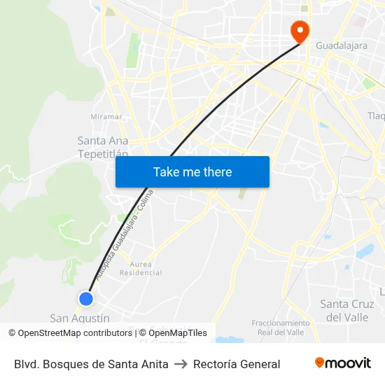 Blvd. Bosques de Santa Anita to Rectoría General map