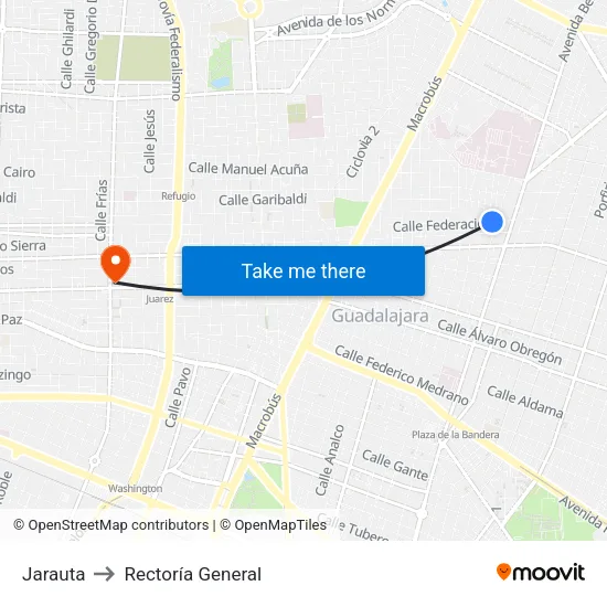 Jarauta to Rectoría General map