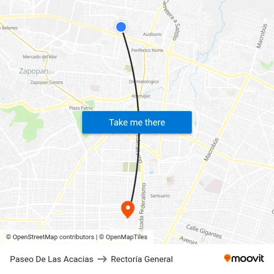 Paseo De Las Acacias to Rectoría General map