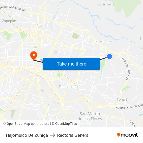 Tlajomulco De Zúñiga to Rectoría General map