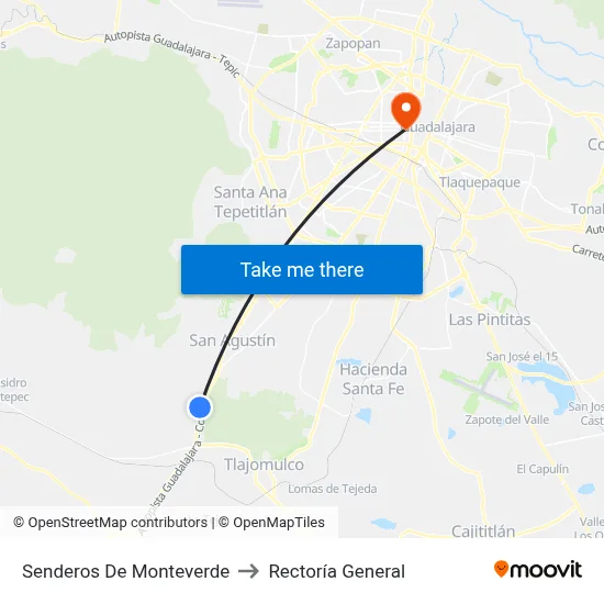 Senderos De Monteverde to Rectoría General map