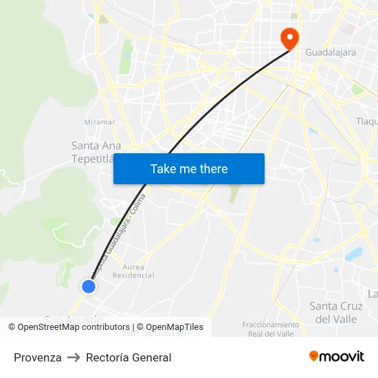 Provenza to Rectoría General map