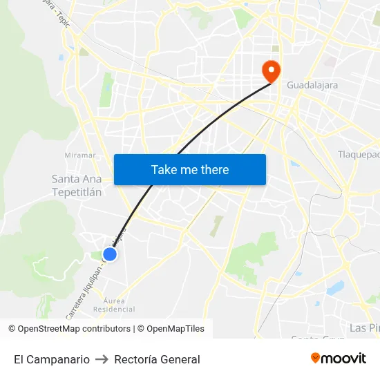 El Campanario to Rectoría General map