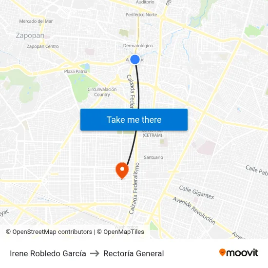 Irene Robledo García to Rectoría General map