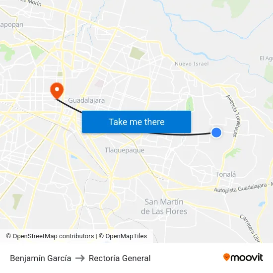 Benjamín García to Rectoría General map