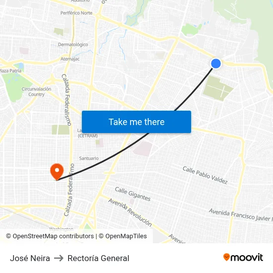 José Neira to Rectoría General map