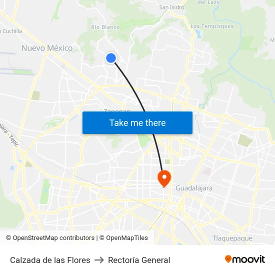 Calzada de las Flores to Rectoría General map
