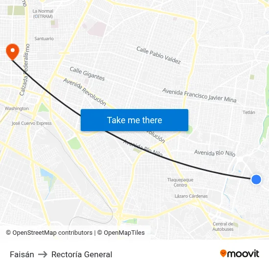 Faisán to Rectoría General map
