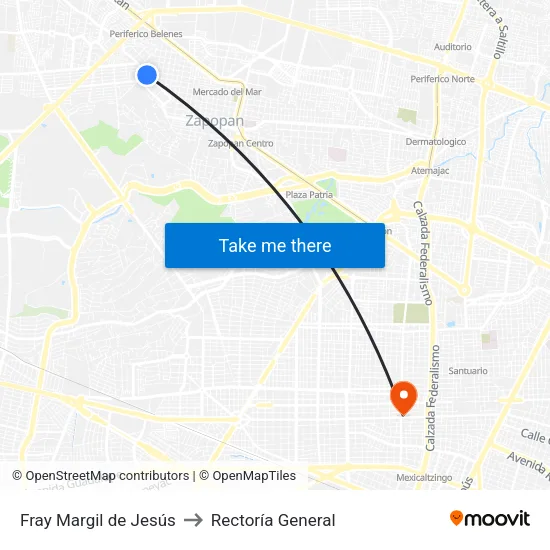 Fray Margil de Jesús to Rectoría General map