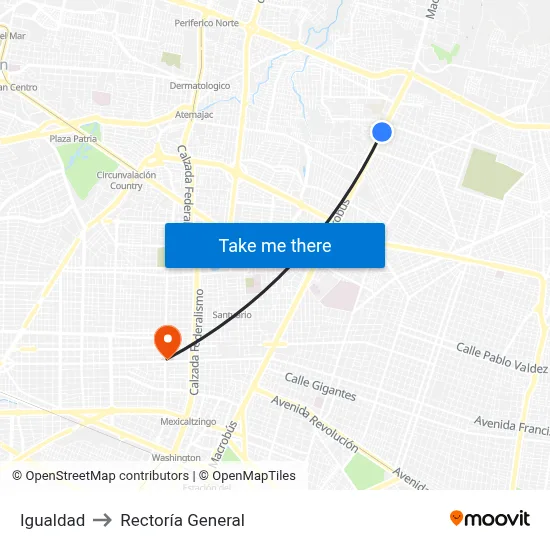Igualdad to Rectoría General map