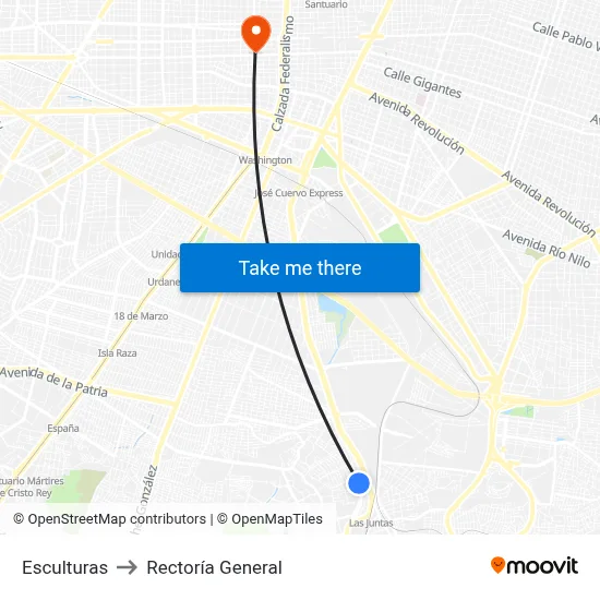 Esculturas to Rectoría General map