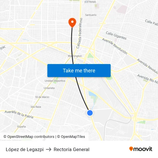 López de Legazpi to Rectoría General map