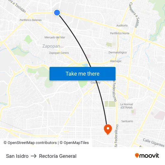 San Isidro to Rectoría General map