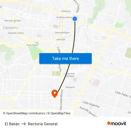 El Batán to Rectoría General map