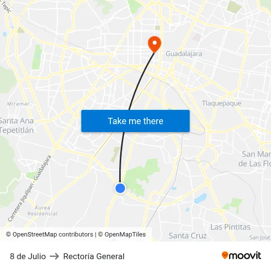 8 de Julio to Rectoría General map