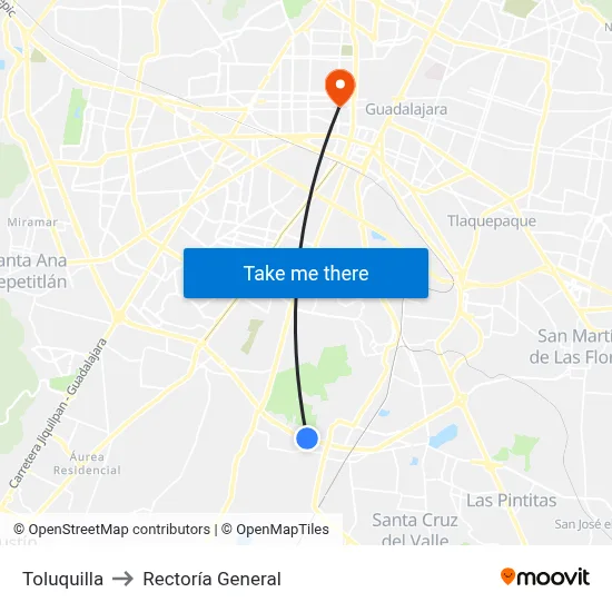 Toluquilla to Rectoría General map
