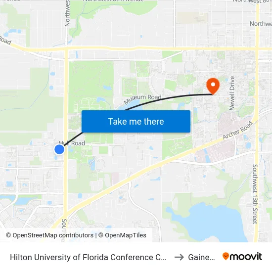 Hilton University of Florida Conference Center Gainesville to Gainesville map
