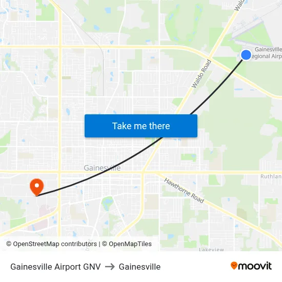 Gainesville Airport GNV to Gainesville map