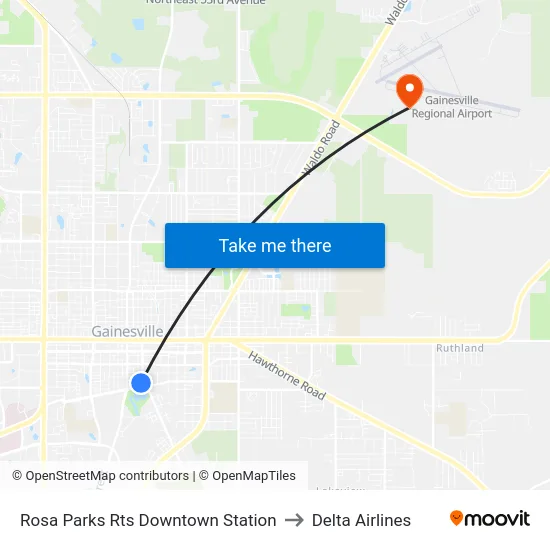 Rosa Parks Rts Downtown Station to Delta Airlines map