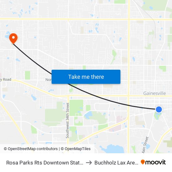 Rosa Parks Rts Downtown Station to Buchholz Lax Arena map