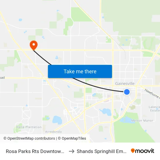 Rosa Parks Rts Downtown Station to Shands Springhill Emergency map