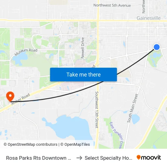 Rosa Parks Rts Downtown Station to Select Specialty Hospital map