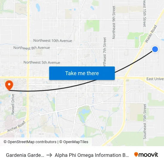Gardenia Gardens to Alpha Phi Omega Information Booth map
