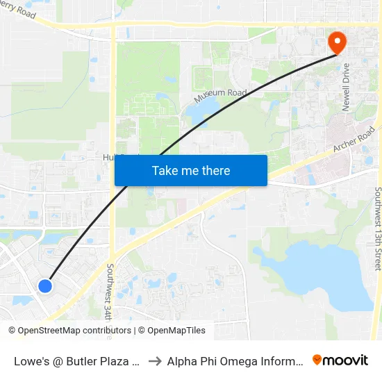 Lowe's @ Butler Plaza Eastbound to Alpha Phi Omega Information Booth map