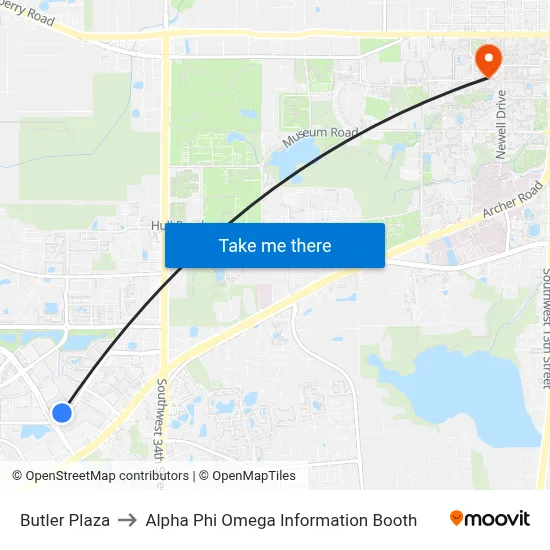 Butler Plaza to Alpha Phi Omega Information Booth map