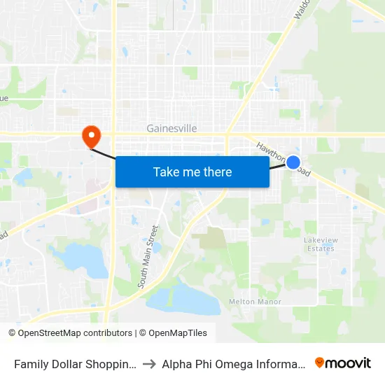Family Dollar Shopping Center to Alpha Phi Omega Information Booth map
