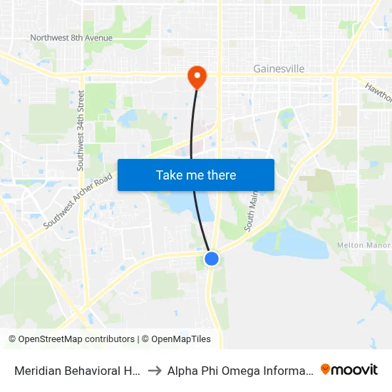 Meridian Behavioral Healthcare to Alpha Phi Omega Information Booth map