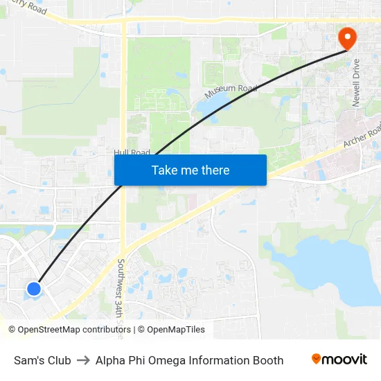 Sam's Club to Alpha Phi Omega Information Booth map