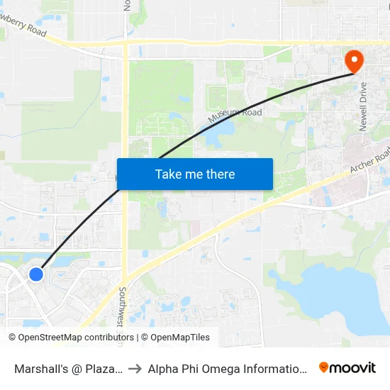 Marshall's @ Plaza Blvd to Alpha Phi Omega Information Booth map