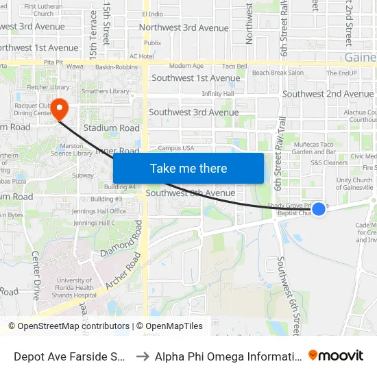 Depot Ave Farside SW 3rd St to Alpha Phi Omega Information Booth map
