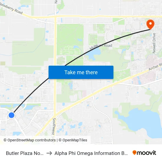Butler Plaza North to Alpha Phi Omega Information Booth map