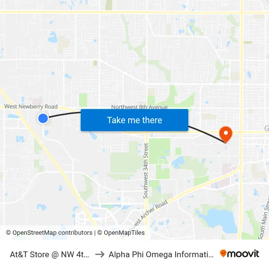 At&T Store @ NW 4th Place to Alpha Phi Omega Information Booth map