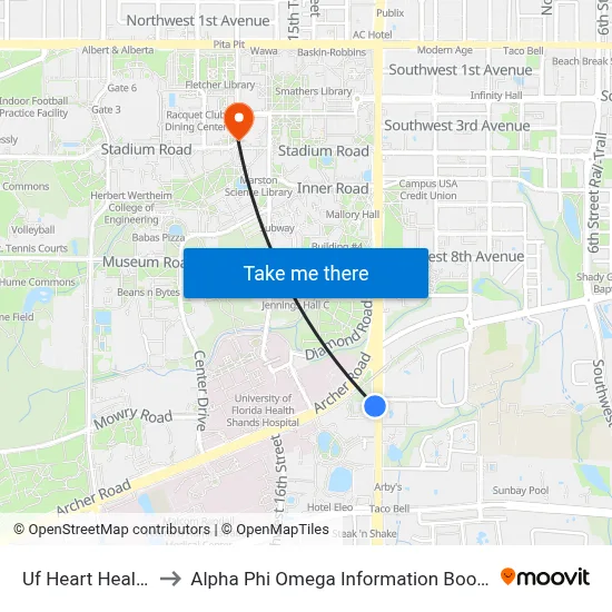 Uf Heart Health to Alpha Phi Omega Information Booth map