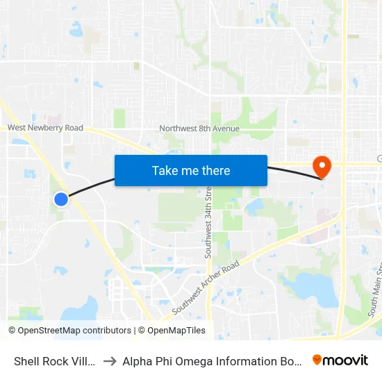 Shell Rock Villas to Alpha Phi Omega Information Booth map